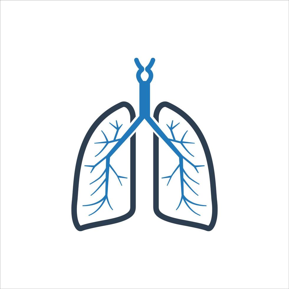 icono de línea plana de pulmones vector