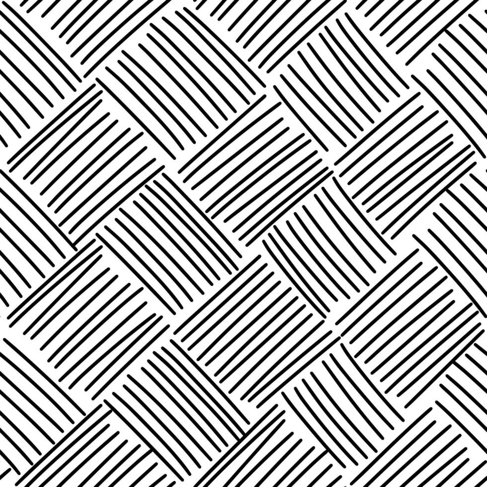 patrón abstracto sin costuras en blanco y negro de líneas negras, fondo, rayas, cuadrados. un patrón de líneas negras sobre un fondo abstracto de líneas blancas dibujadas a mano. dibujo y textura de tinta dibujada a mano vector