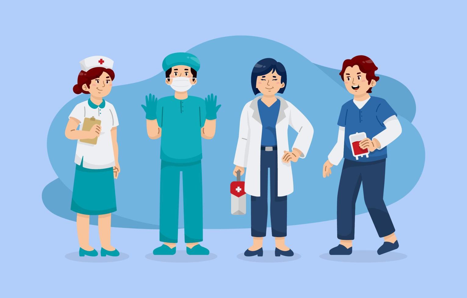 conjunto de caracteres hospitalarios y médicos vector