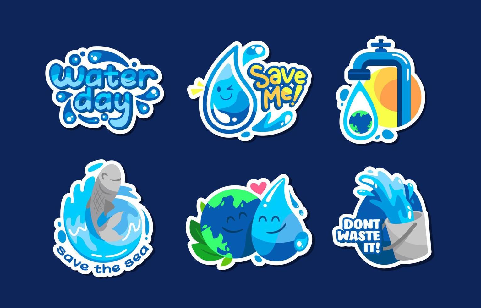 Water Day Sticker Collection vector