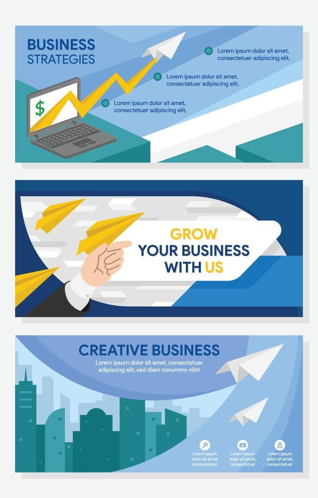 Paper Plane for Business Banner Set vector