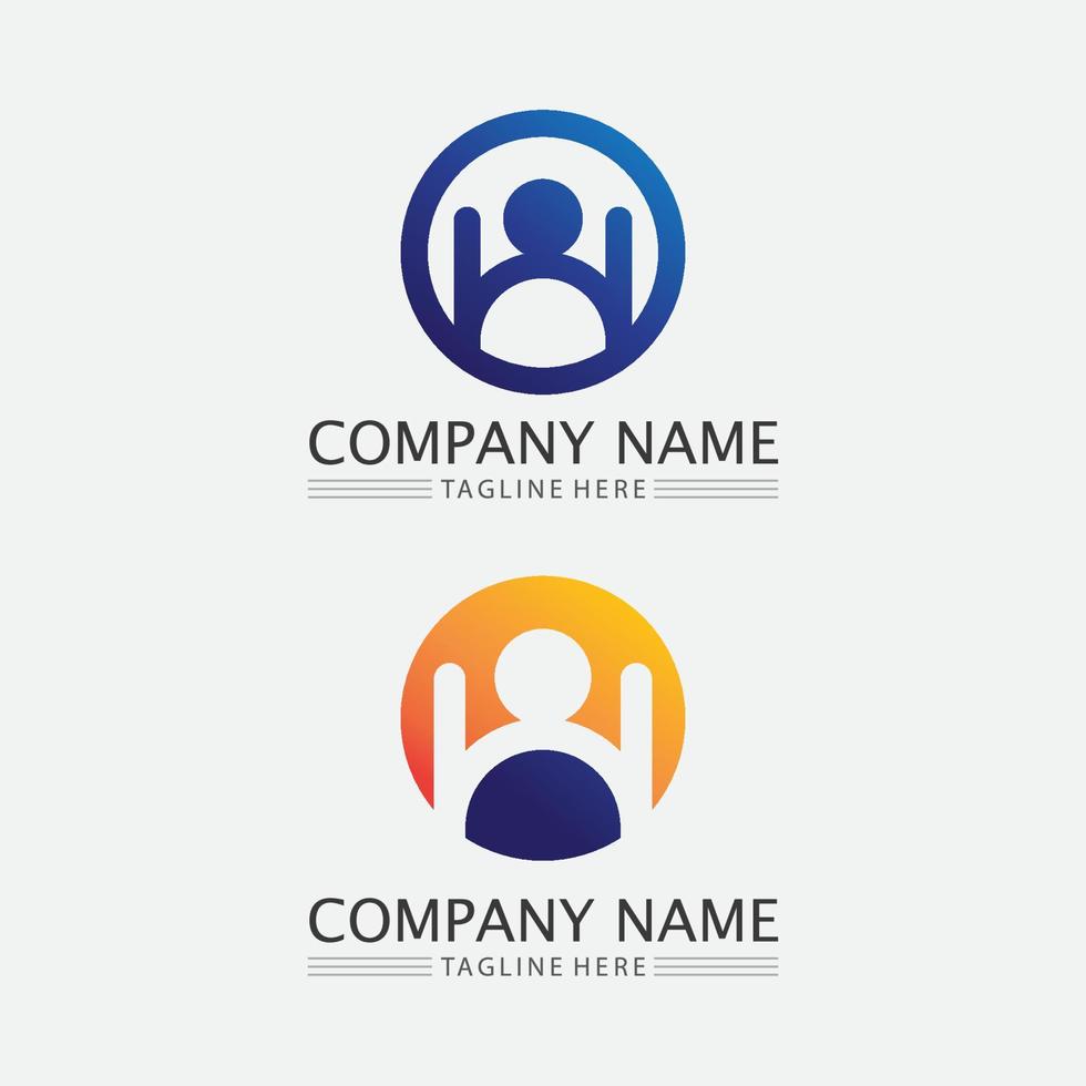 logotipo de personas, equipo, trabajo exitoso de personas, grupo y comunidad, logotipo de empresa y negocio de grupo y cuidado de diseño, icono familiar logotipo de éxito vector