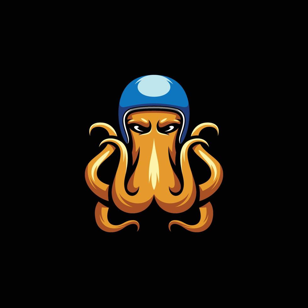 logotipo de la mascota del casco de pulpo vector