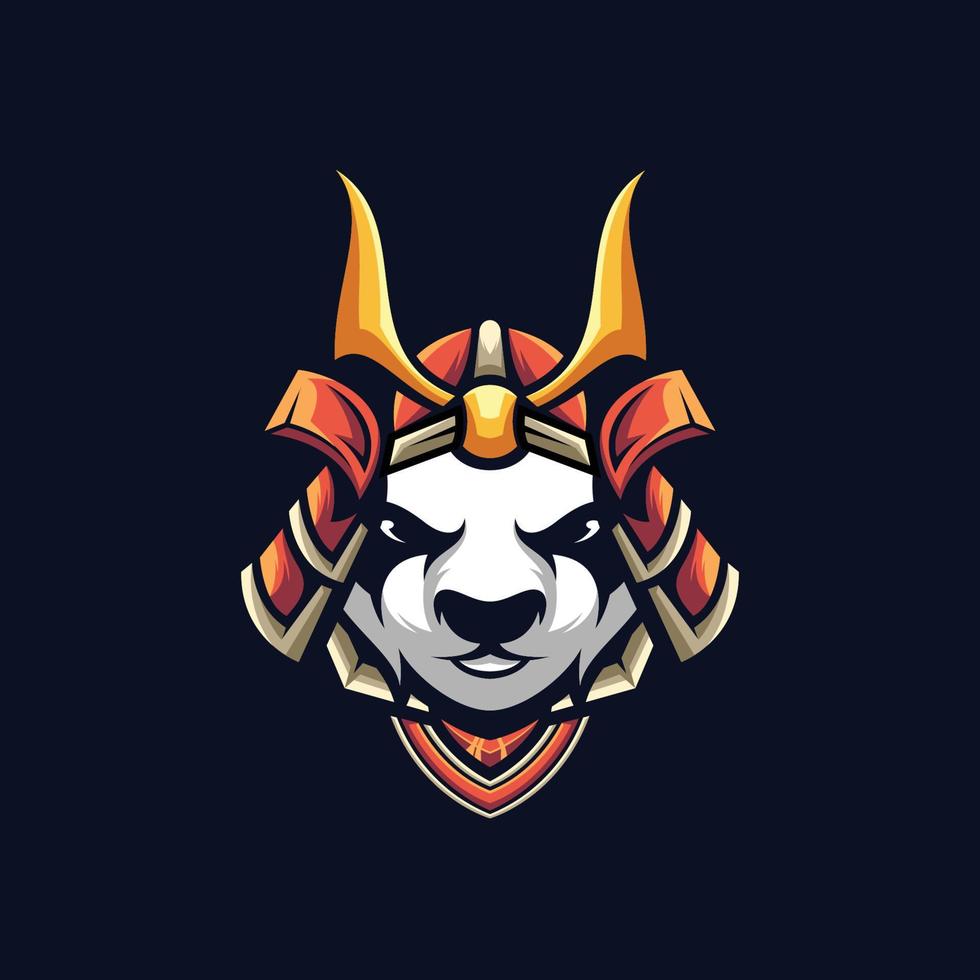 Panda Samurai Mascot Logo vector