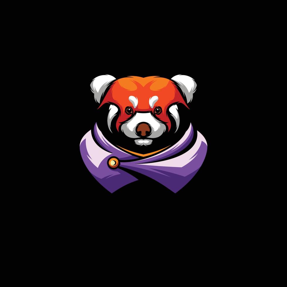 logotipo de diseño de mascota de panda rojo vector
