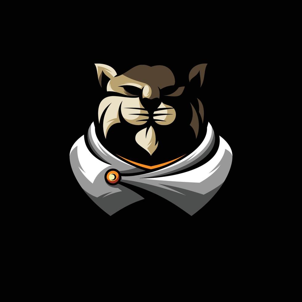 logotipo de la mascota del guerrero gato vector
