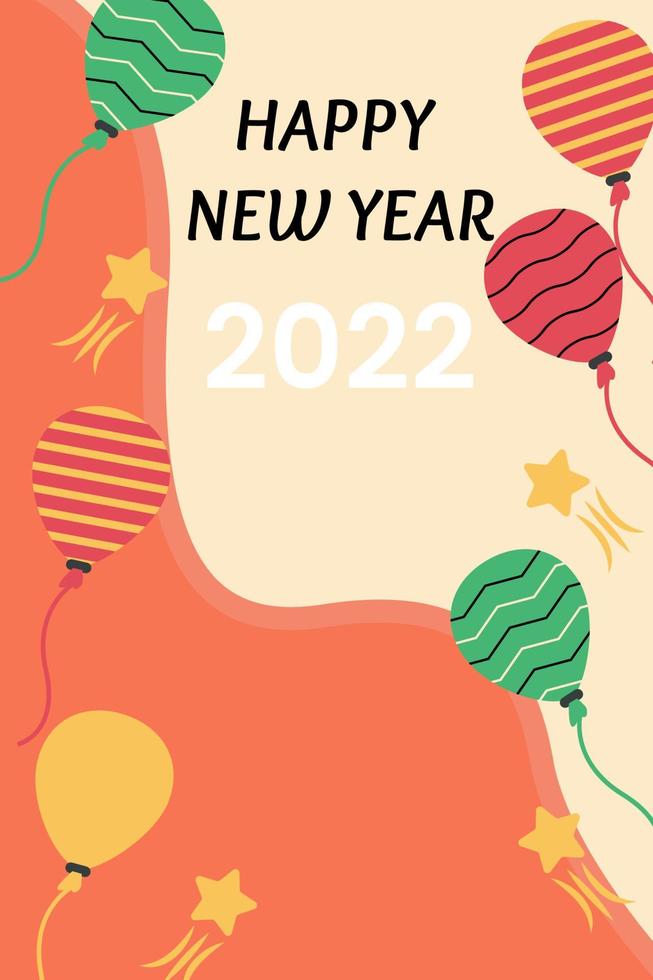 tarjeta de felicitación feliz año nuevo 2022 vector