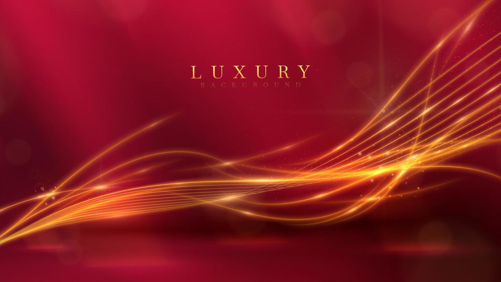Luxury background with gold curve line element and glitter light effect decoration and bokeh. vector