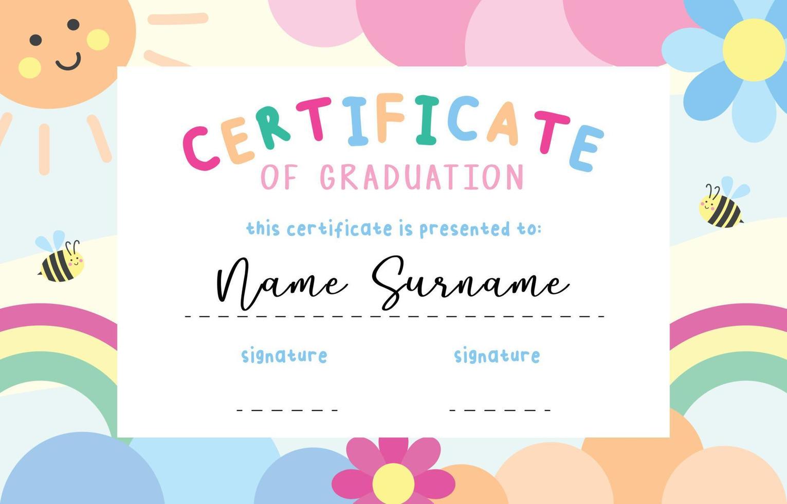 Certificate of Kindergarten vector