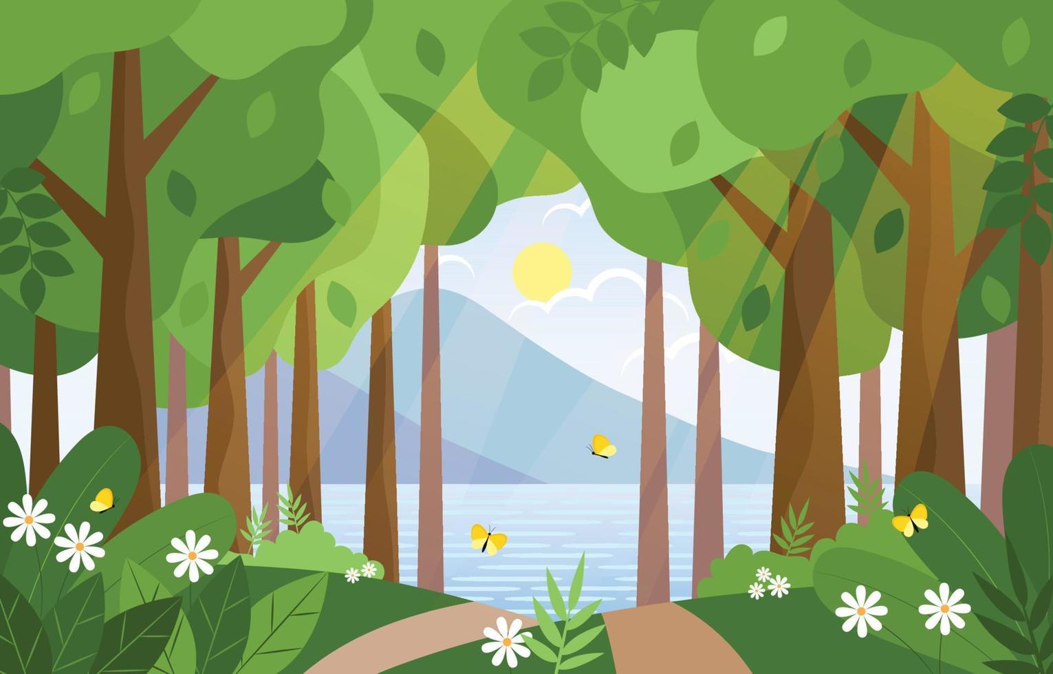 Summer Forest Landscape Background vector
