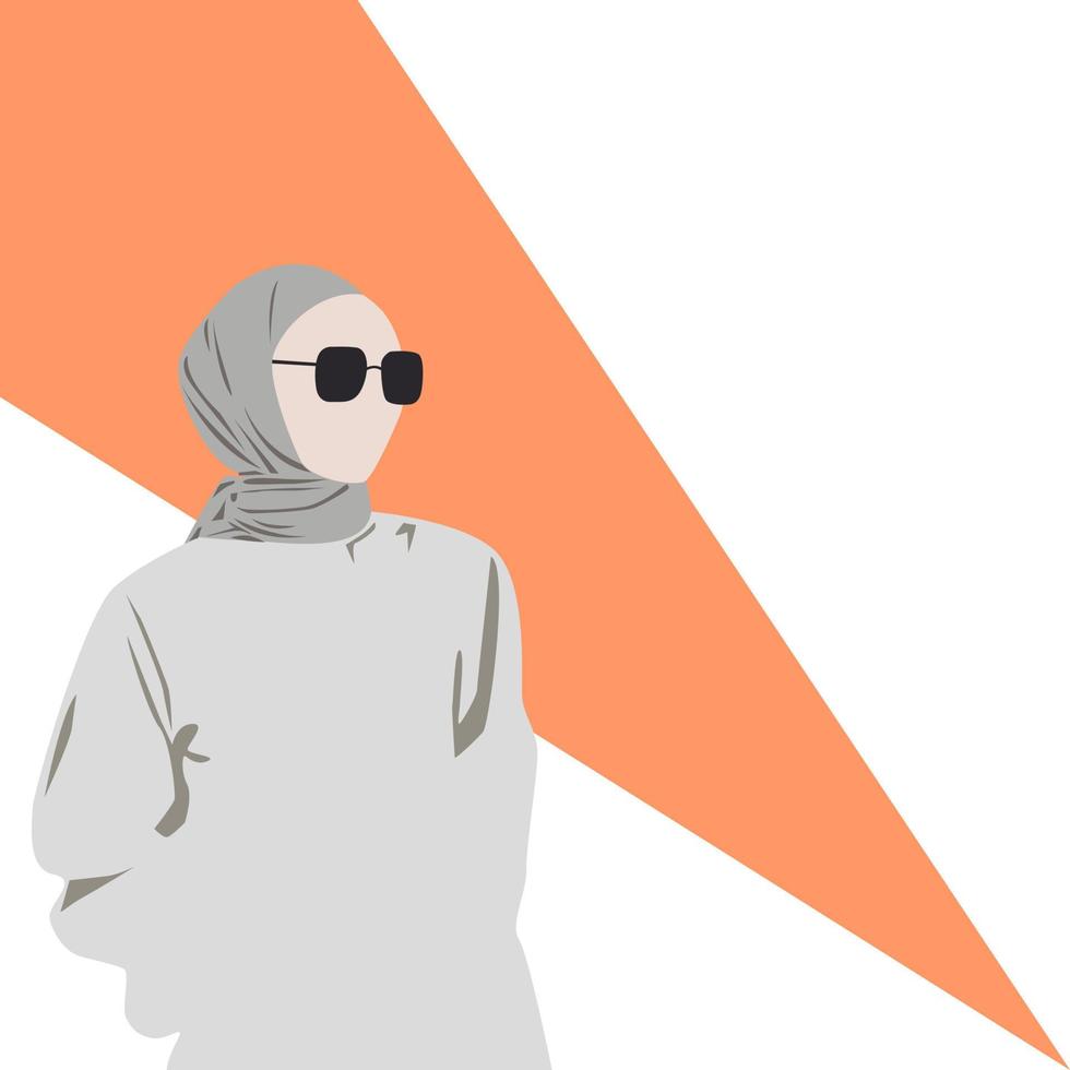 Illustration of beautiful Muslim woman wearing hijab and glasses. vector