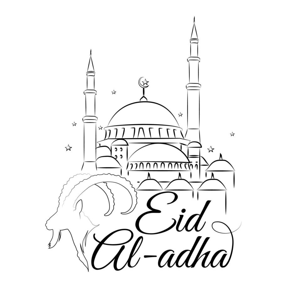 Illustration of Eid Al Adha handwritten lettering vector
