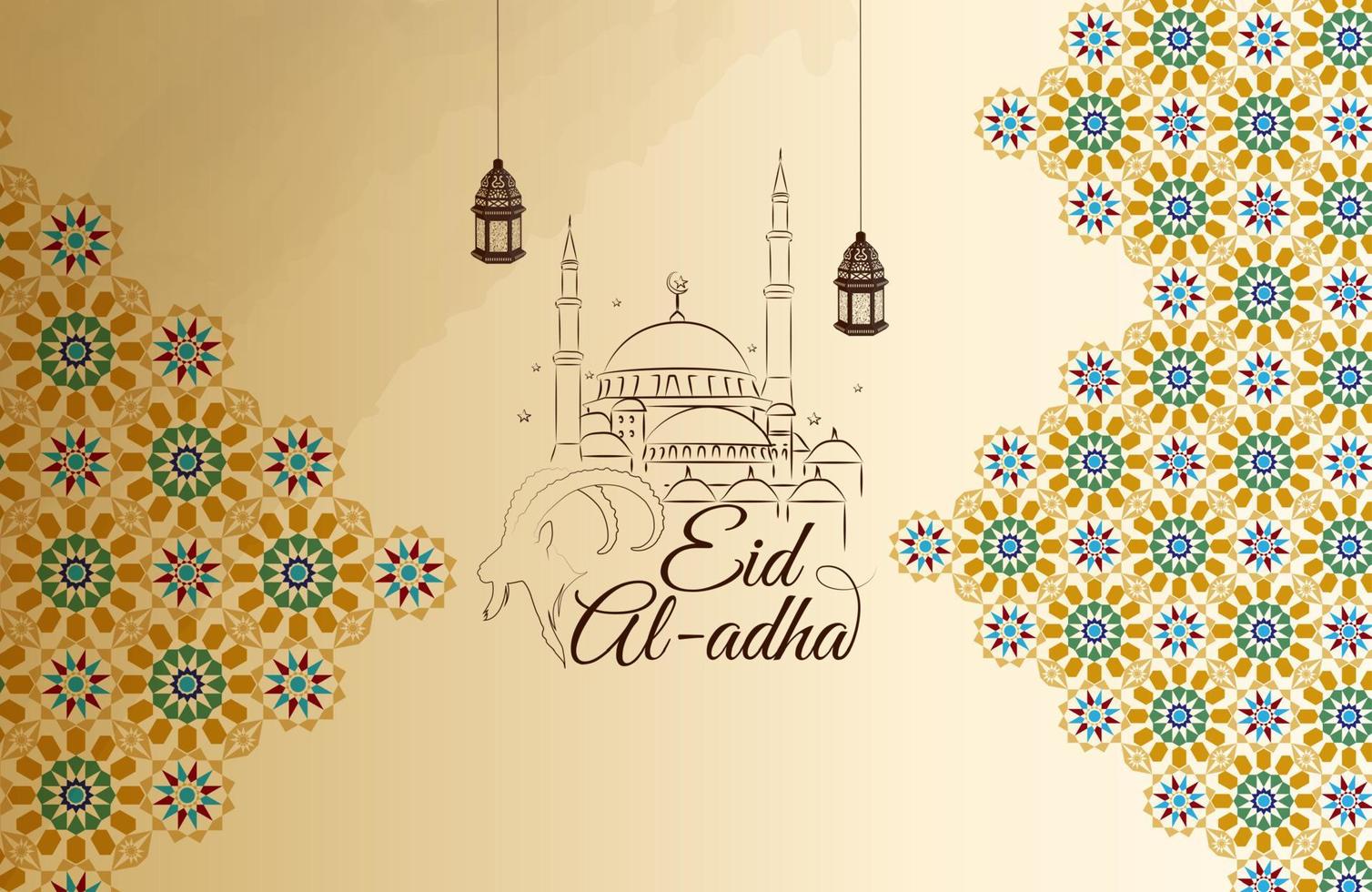 ilustración vectorial de la tarjeta de felicitación eid al-adha vector