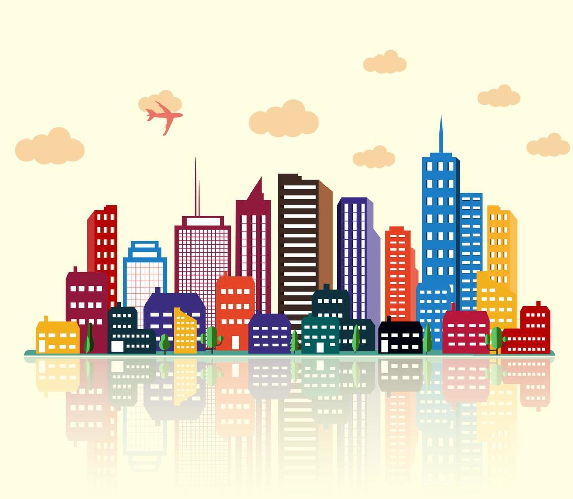 Colorful building and city background vector