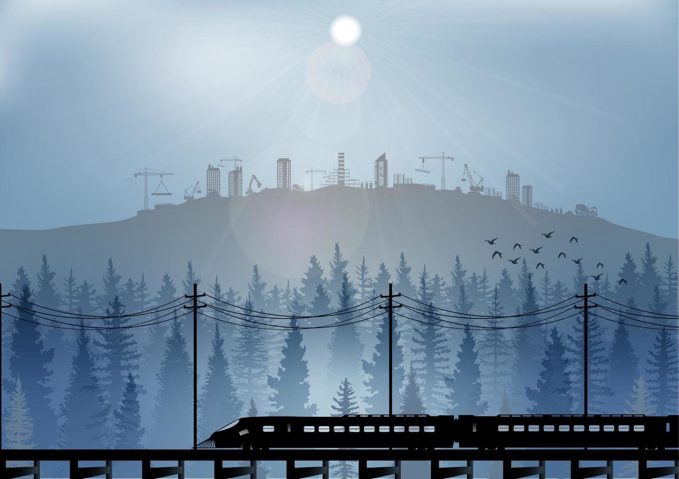 Vector illustration of Construction site at night background