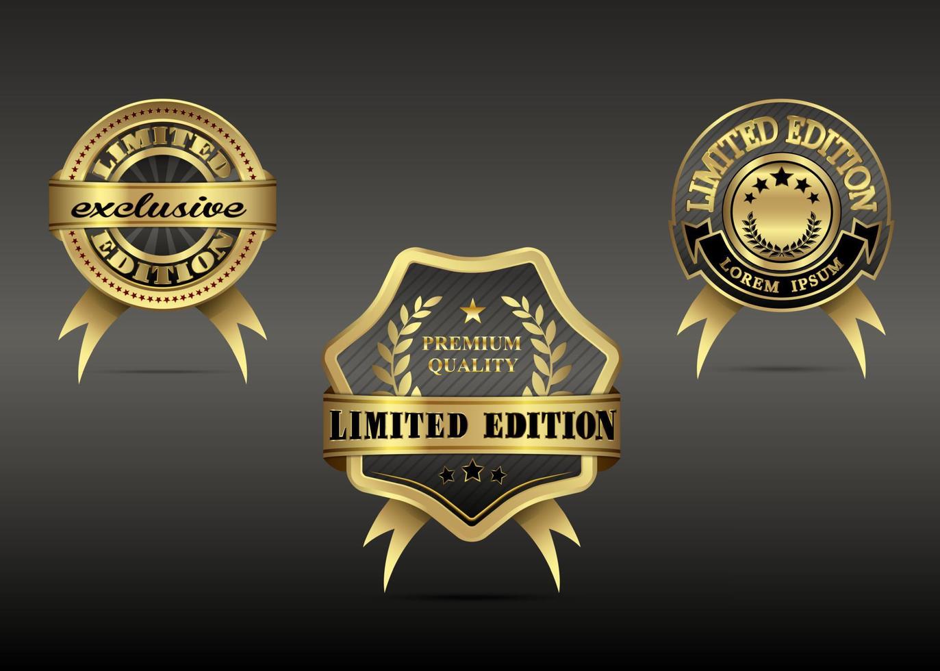 Set of luxury gold limited edition vector