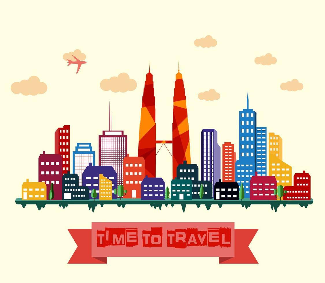 Kuala lumpur city skyline vector