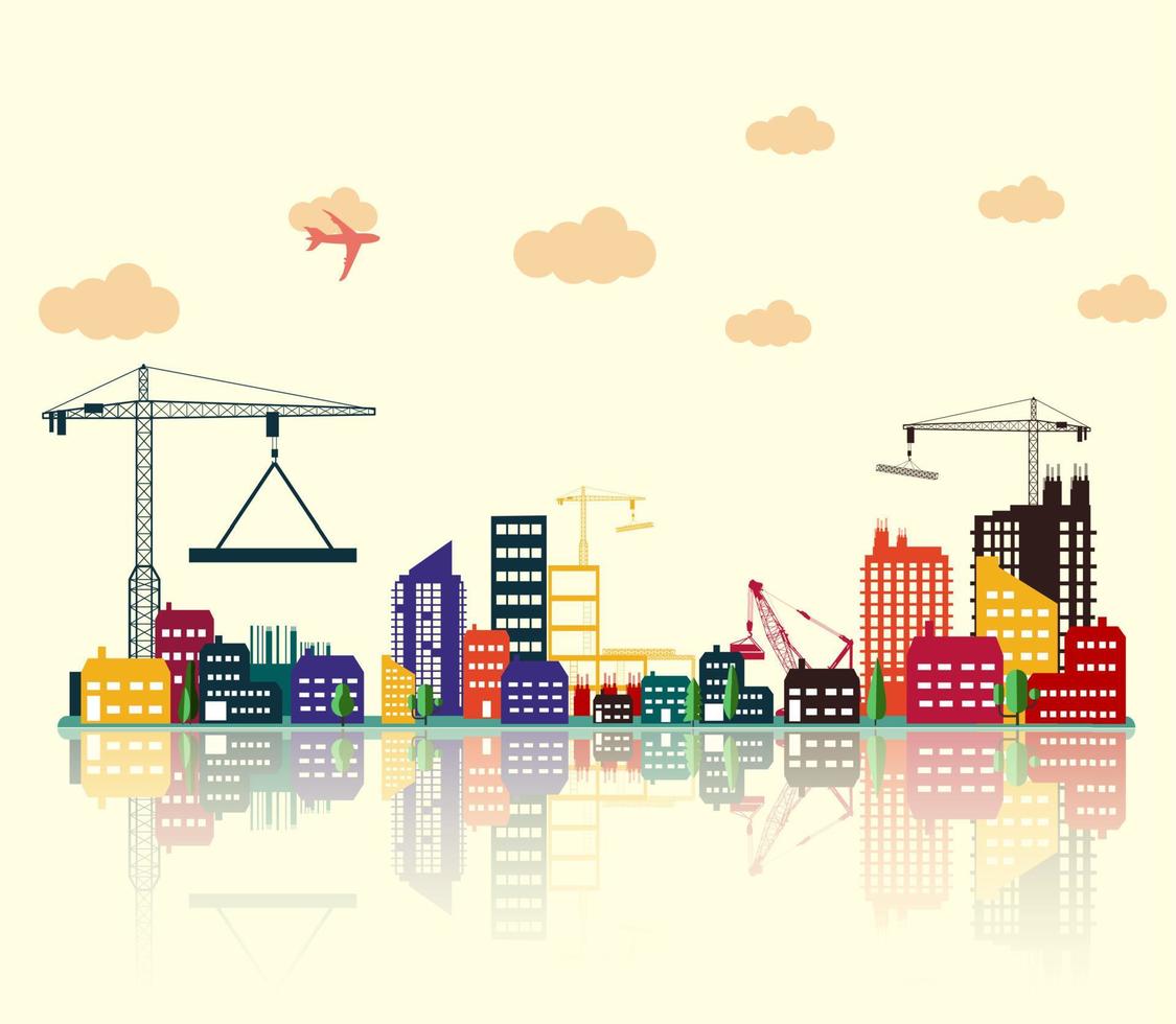 Vector illustration of Colorful Construction Site