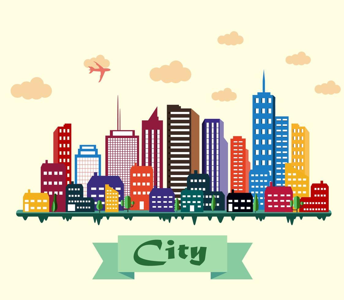 Colorful building and city background vector