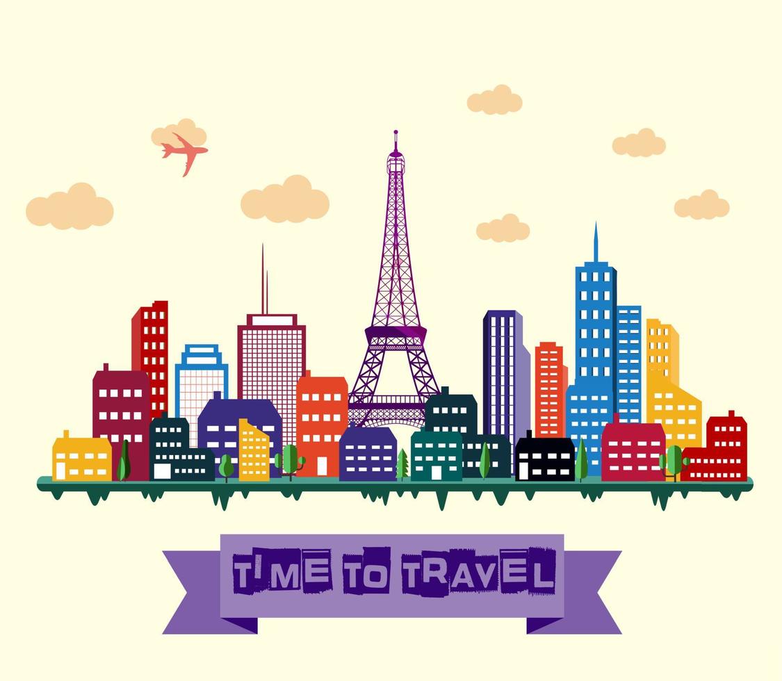 Paris city skyline vector