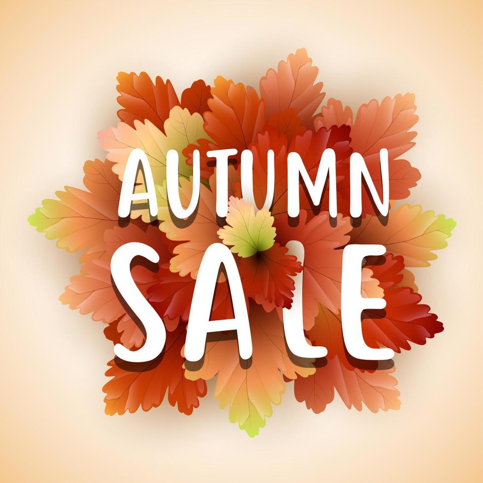 Autumn sale flyer template with lettering vector