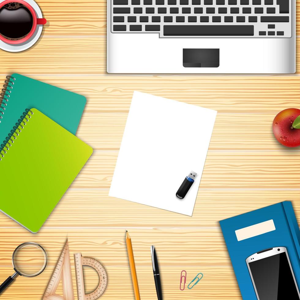 Vector illustration of Business office and Workplace top view background