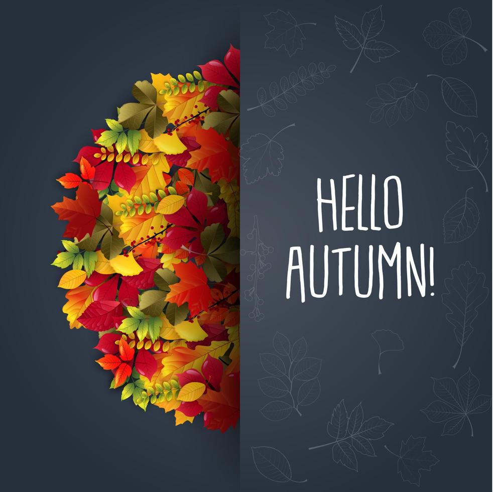 Vector illustration of Autumn background with maple leaves