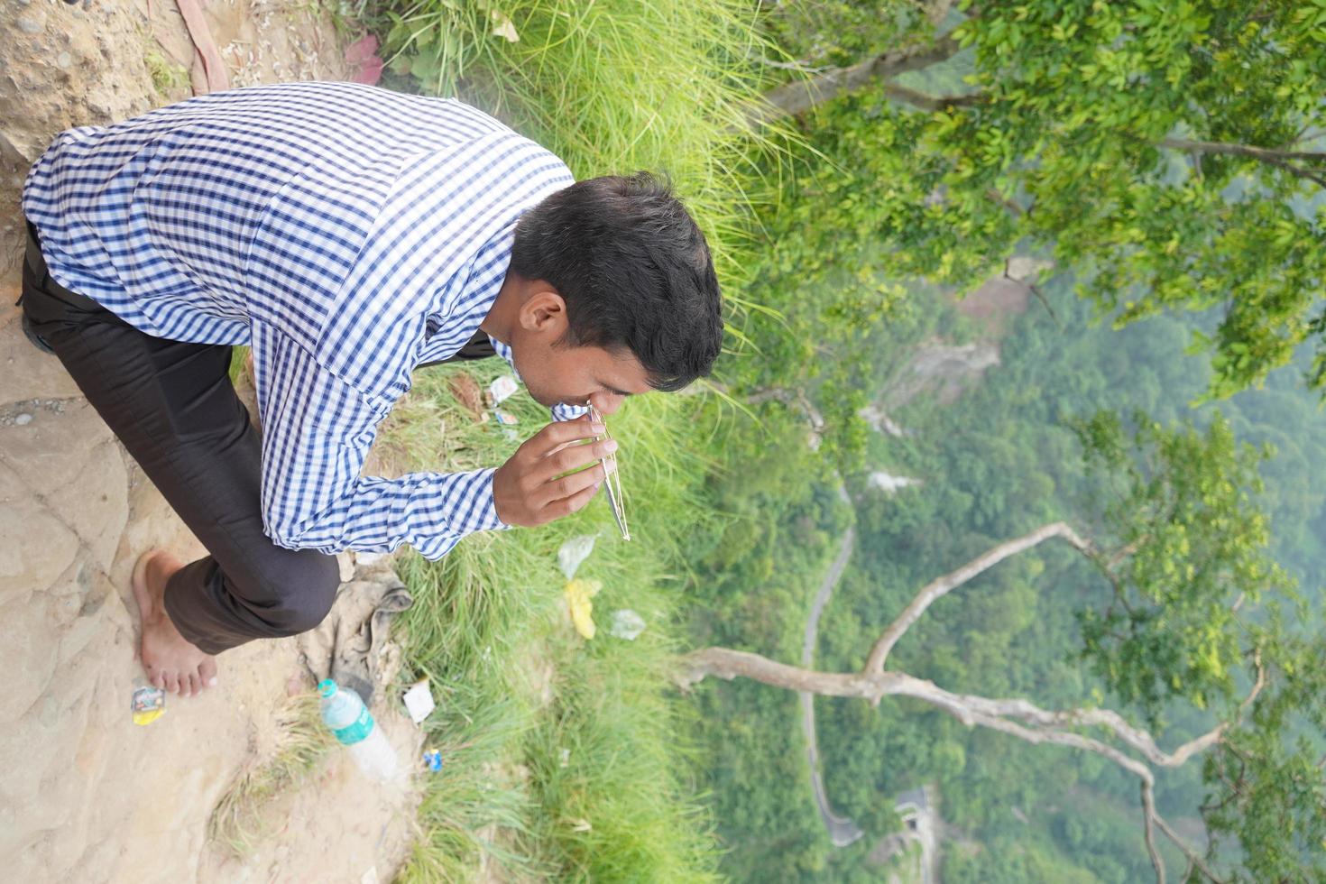 a poor man IN THINKING due to jobless photo
