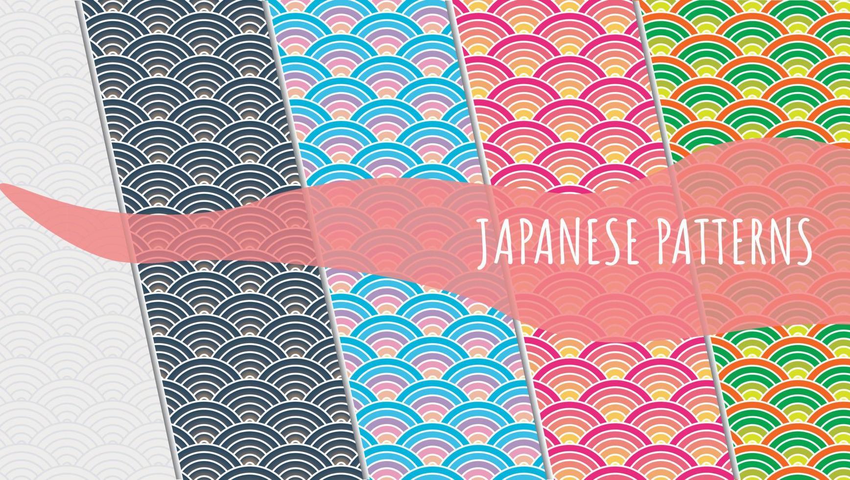 conjunto de patrones de japón sol vector