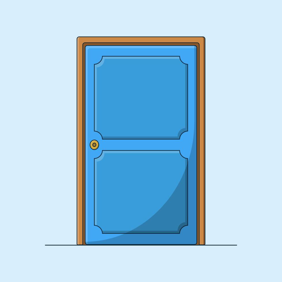 Flat Blue Door Concept Illustration vector