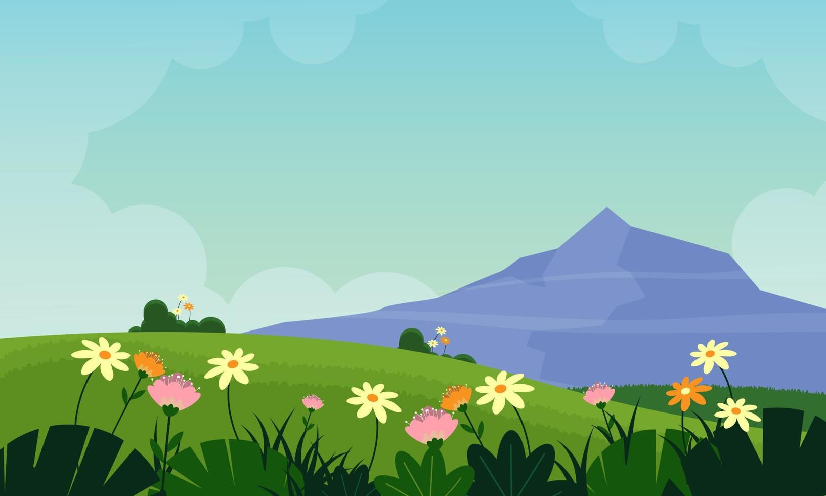 hermoso paisaje natural de primavera con flores florecientes vector