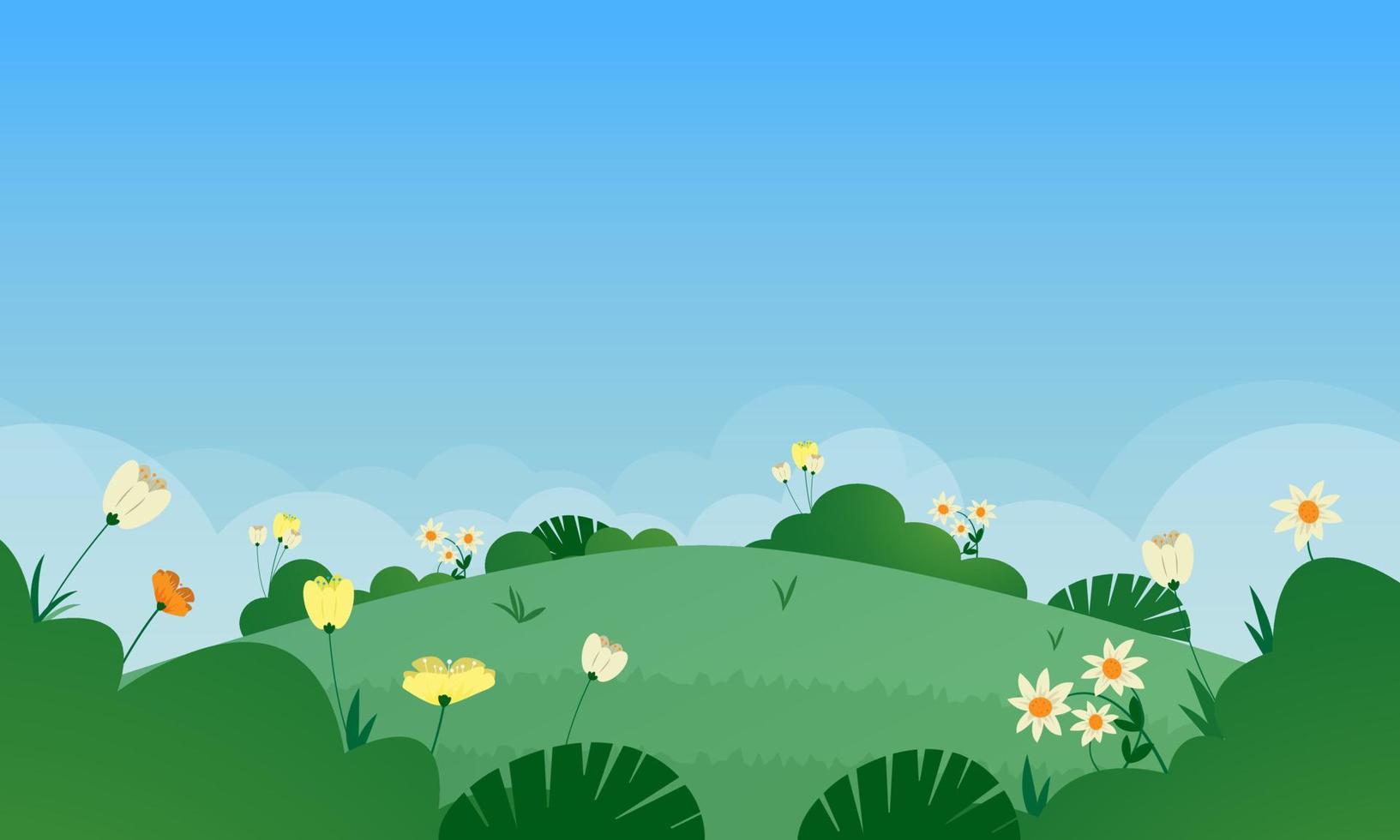 Flat Nature Spring Landscape Illustration vector