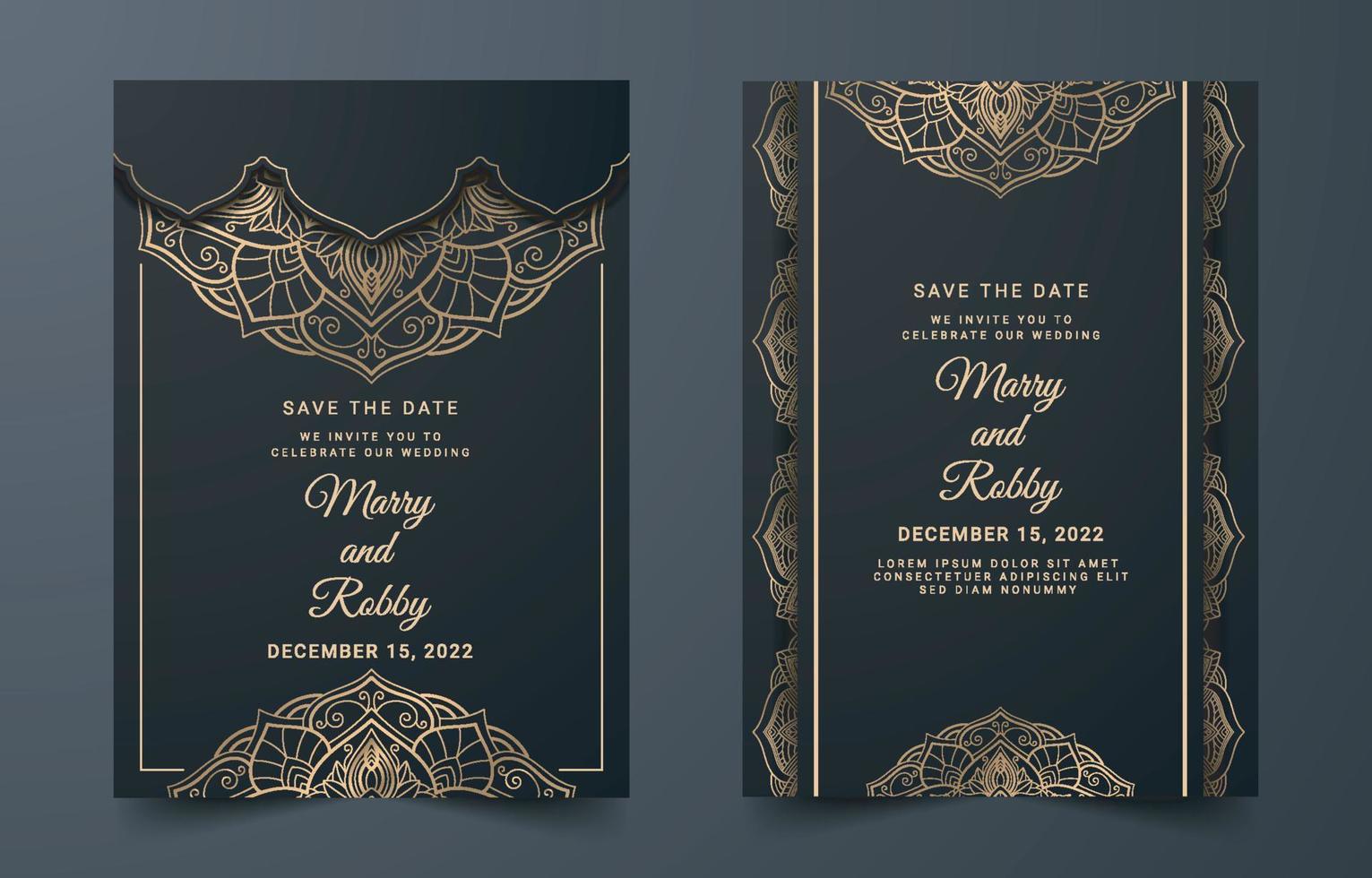 Mandala Wedding Invitation Card Template vector