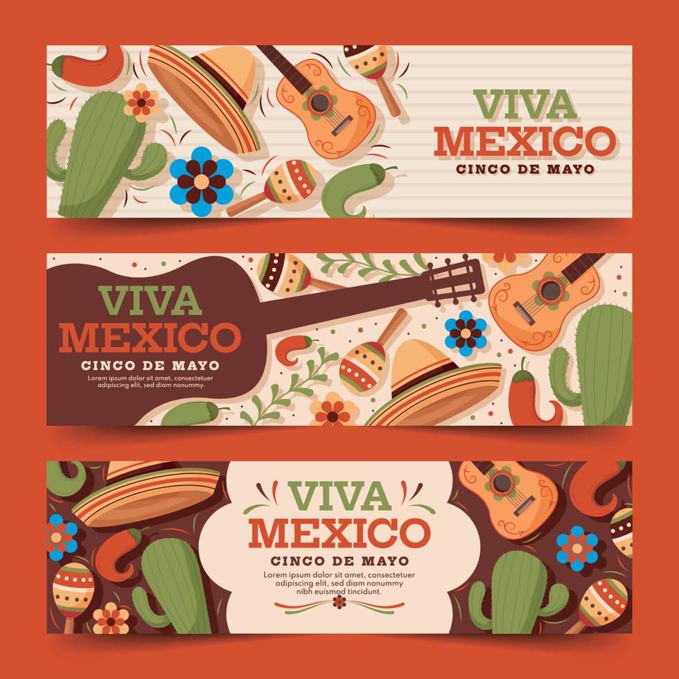 conjunto de banners de cinco de mayo vector