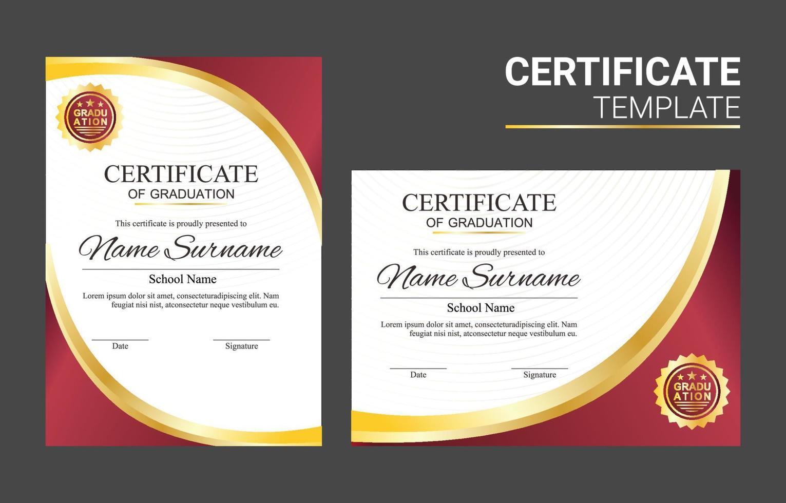 Certificate Template for School or Graduation Concept vector