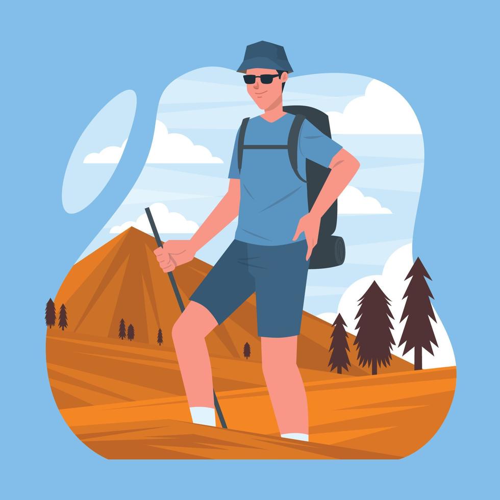 Character of a Mountain Hiker vector