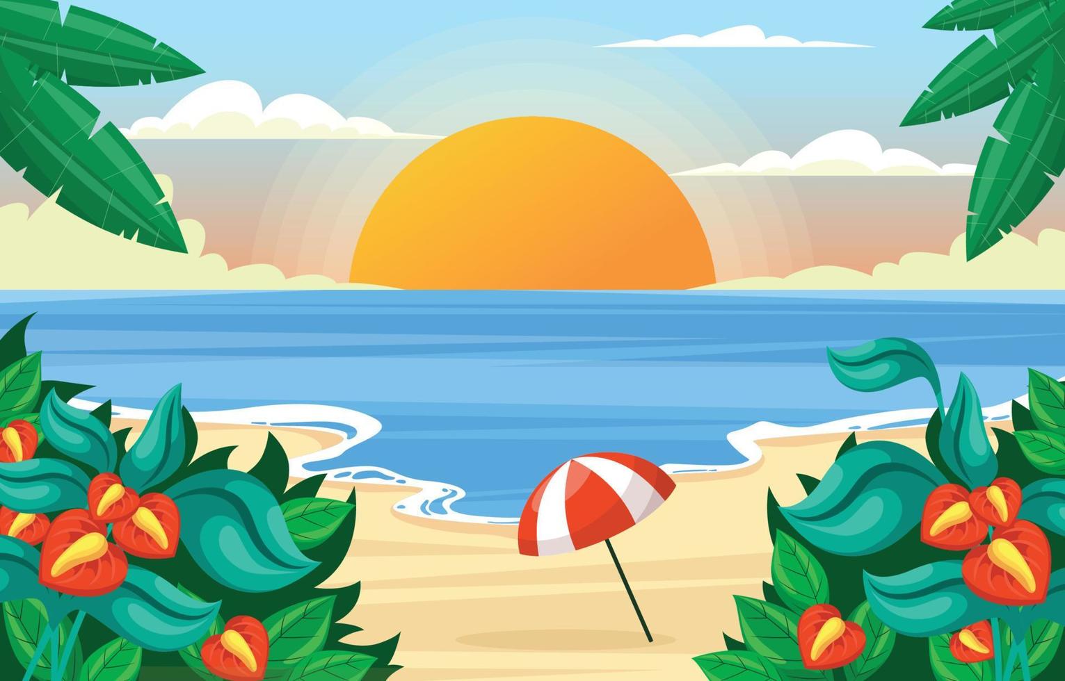 fondo de paisaje de playa al atardecer vector