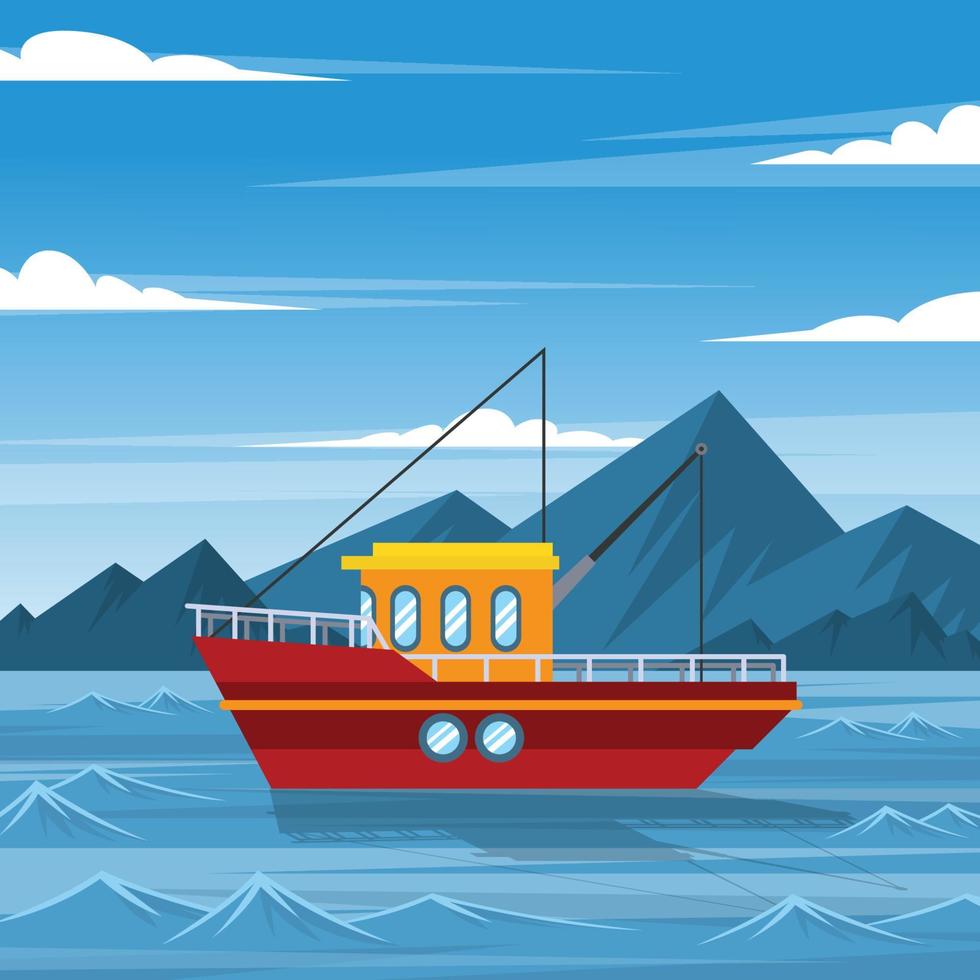 Background of Sea Scenery with Ship vector