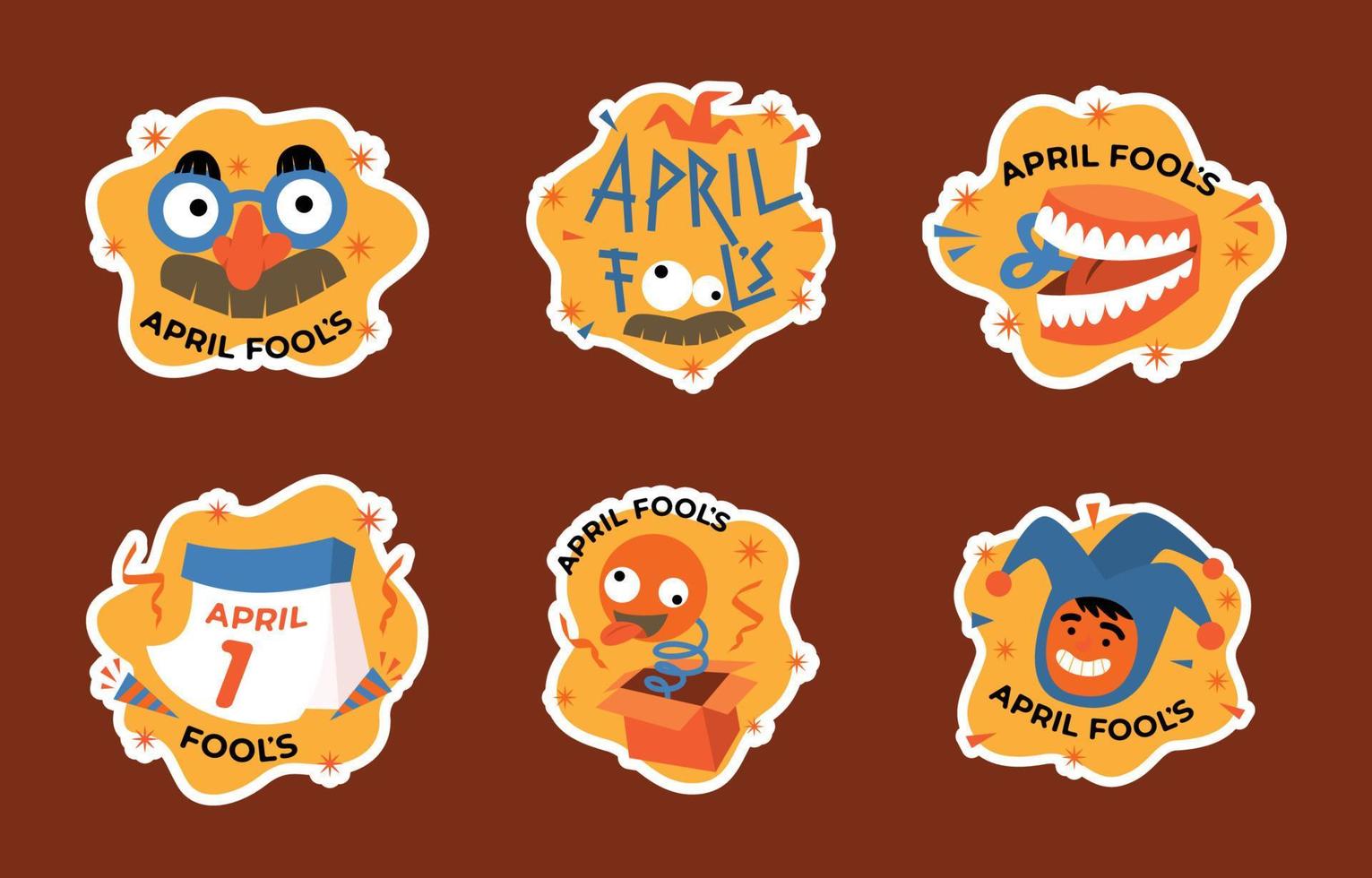 April Fools Day Stickers Set vector