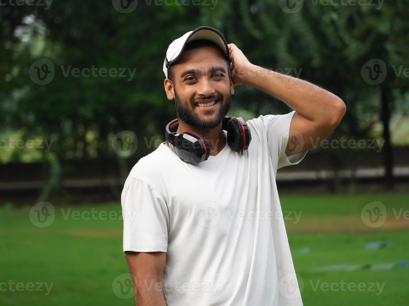 happy man with headphone image photo
