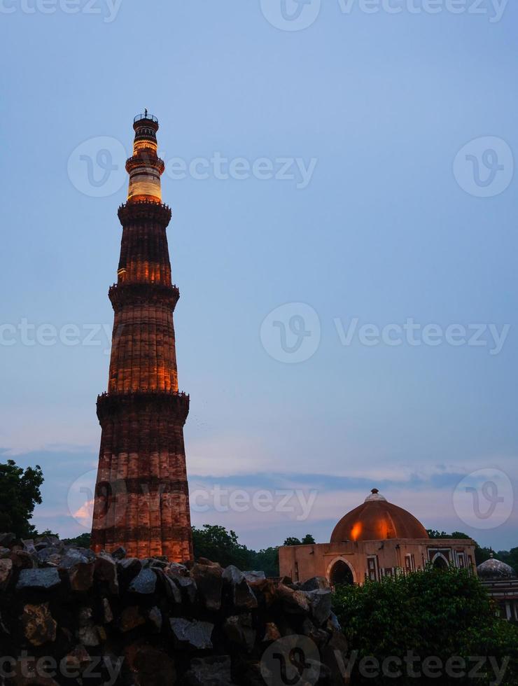 Qutub Minar- Qutab Minar Road, Delhi image evening view photo