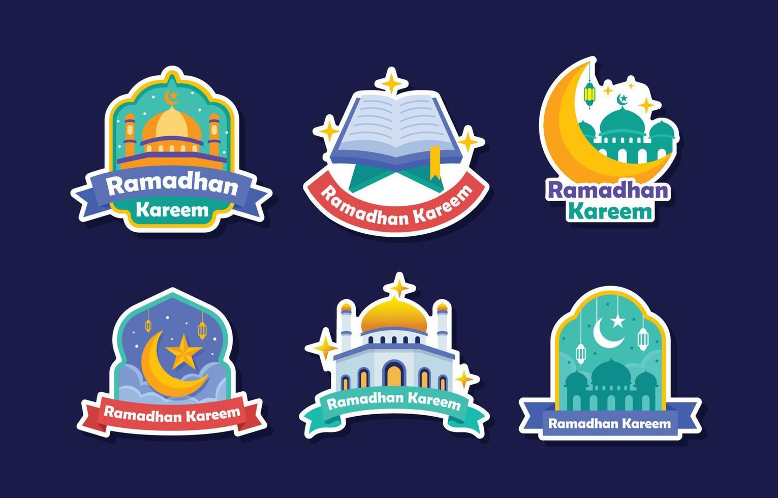 conjunto de pegatinas de elementos de ramadhan vector