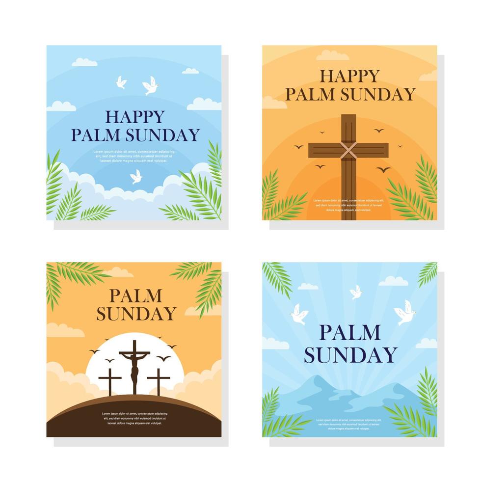 Palm Sunday Social Media Posts Template vector