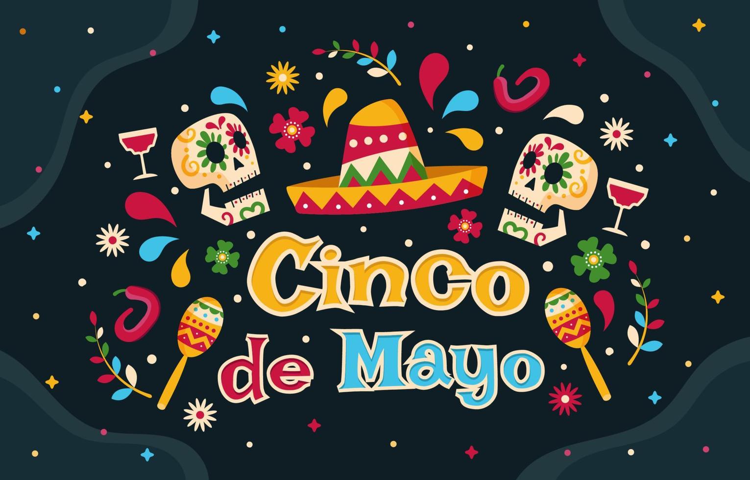 Cinco de Mayo Objects Background Concept vector
