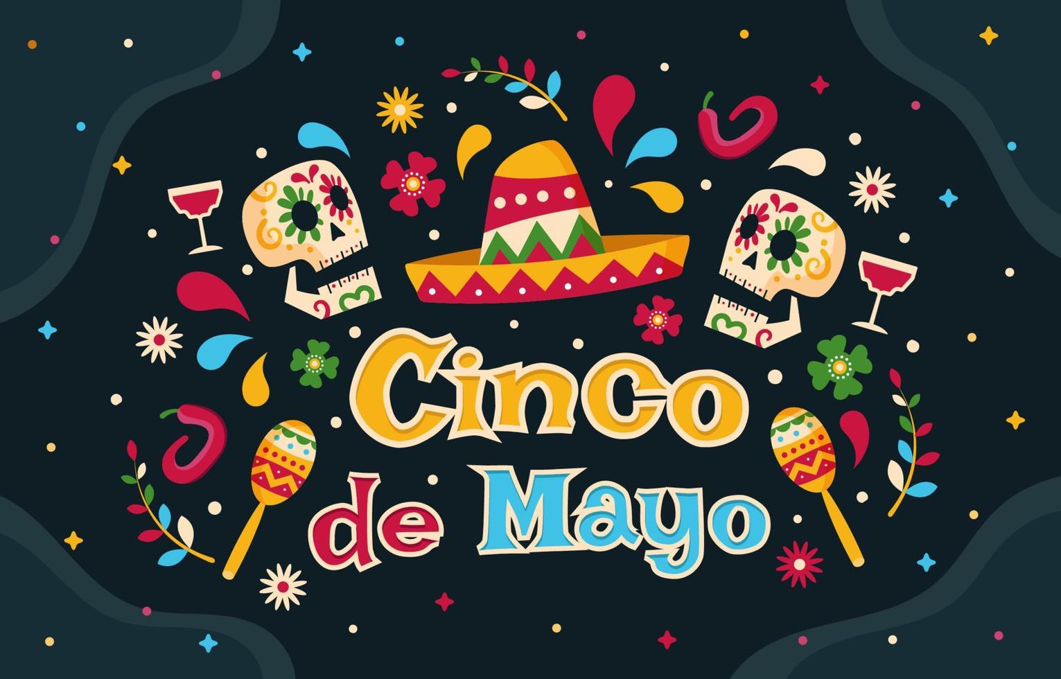 concepto de fondo de objetos de cinco de mayo vector