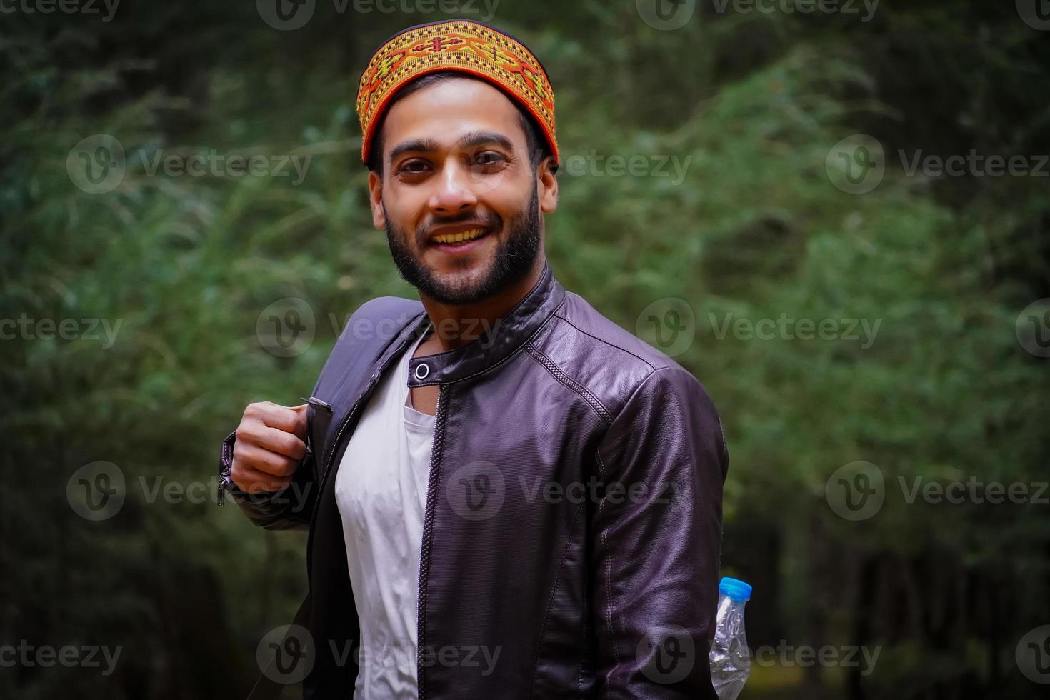 exited man of Himachal Pradesh in traditional dress photo