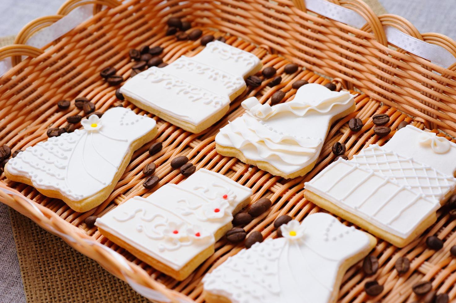 Wedding cookies in a basket photo