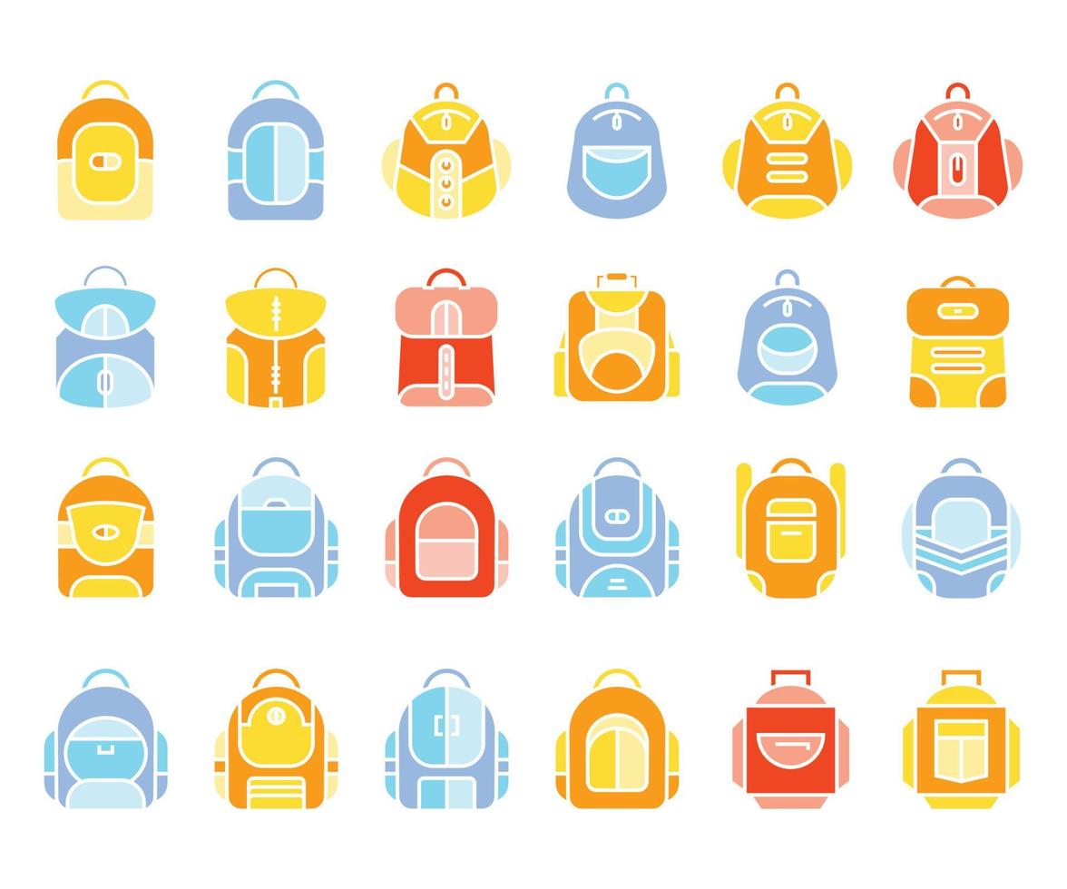 schoolbag and backpack icons vector illustration