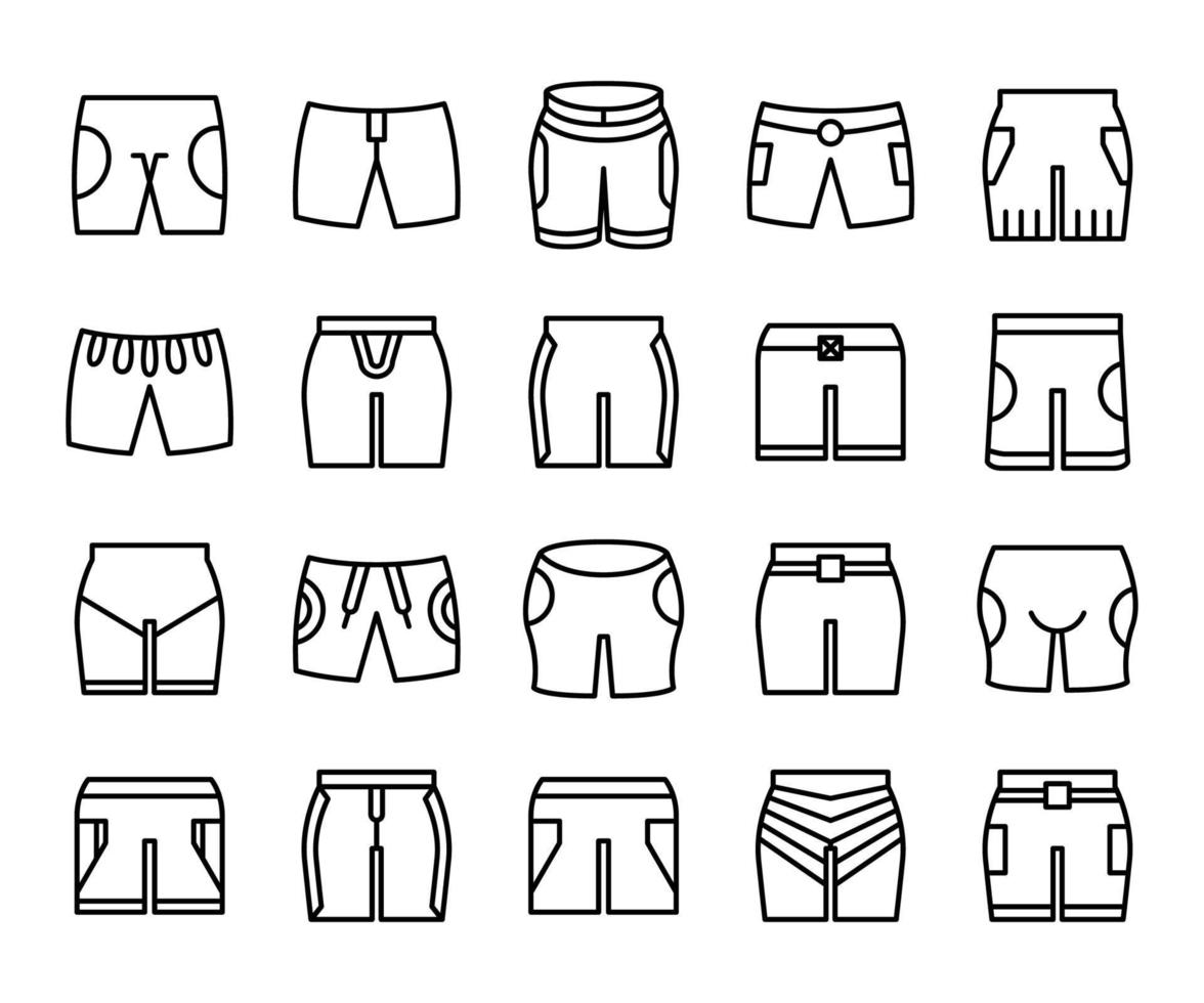 short pants icons line art vector