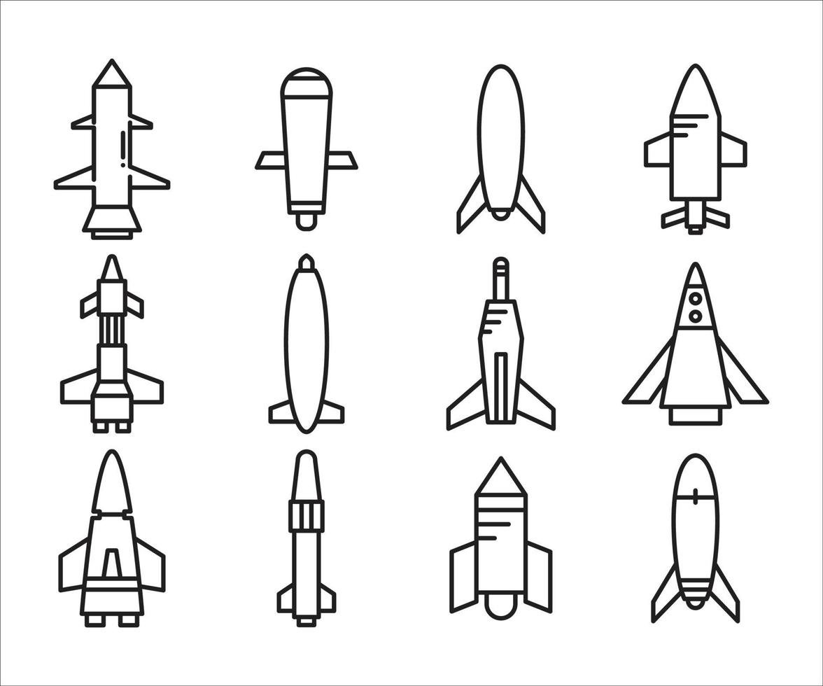 set of missile icons vector